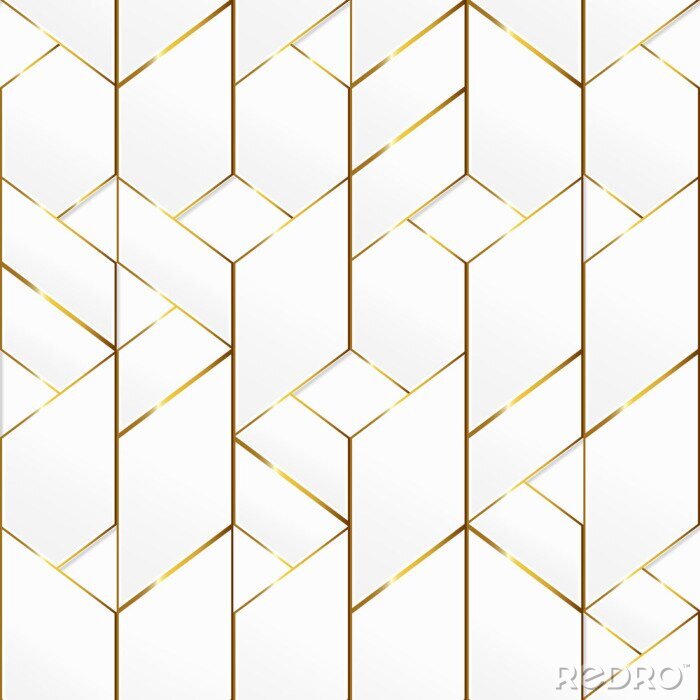 Poster Weiß-gelbes Muster mit geometrischen Formen