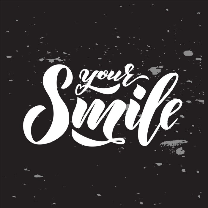 Poster Weiße Aufschrift Lächeln auf schwarzem Hintergrund