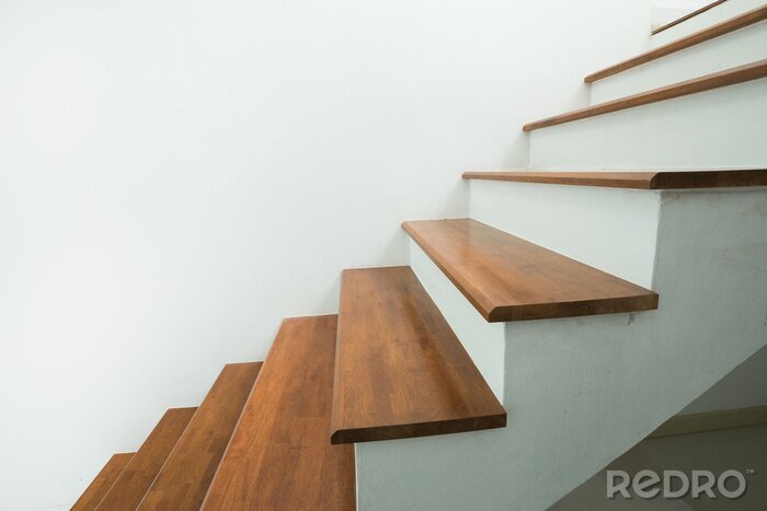 Poster Weiße Holztreppe