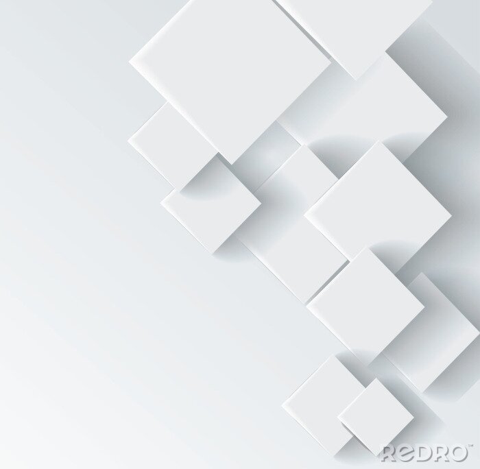 Poster Weiße Quadrate bilden eine 3D-Komposition