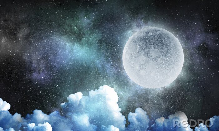 Poster Weiße Wolken vor dem Hintergrund des Weltraums