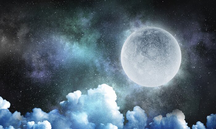 Poster Weiße Wolken vor dem Hintergrund des Weltraums