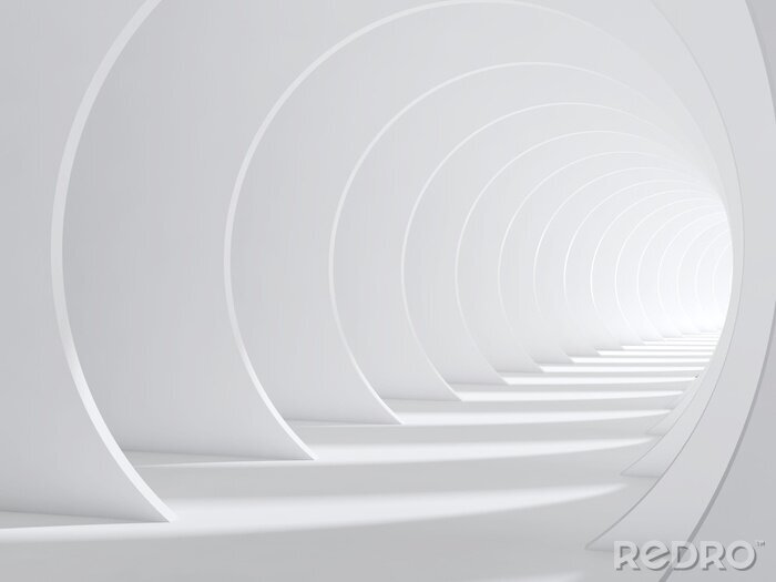 Poster Weißer 3D-Tunnel im abstrakten Stil