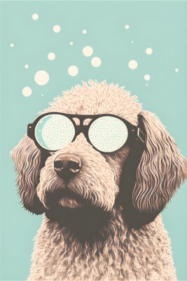 Poster Weißer Hund mit Brille