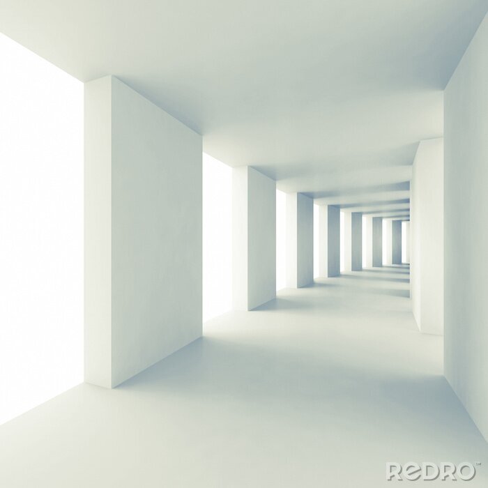 Poster Weißer Tunnel 3D
