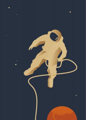 Poster Weltall Kinder Grafik mit Astronaut