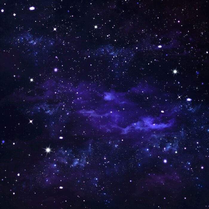 Poster Weltall vor blauem Hintergrund