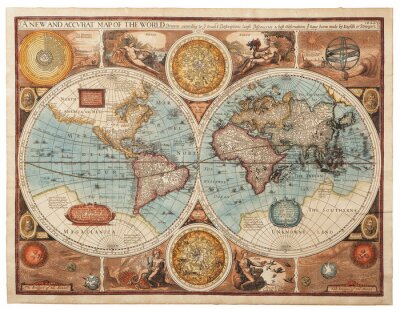 Poster Weltkarte aus dem 17. Jahrhundert