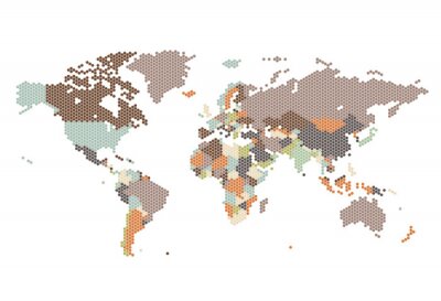 Weltkarte aus Sechsecken