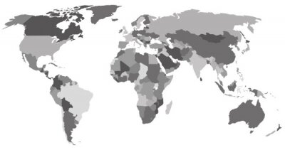 Weltkarte in grauen Farbtönen