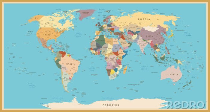 Poster Weltkarte mit Rahmen