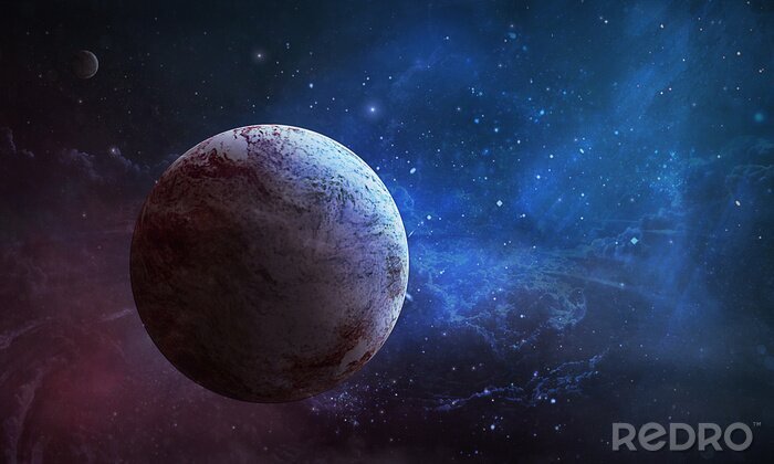 Poster Weltraum 3D felsiger Planet im Weltraum