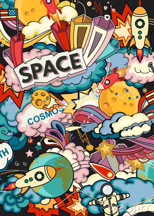 Poster Weltraum-Comic