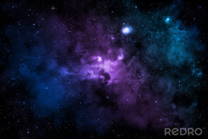 Poster Weltraum mit einem violetten Nebel