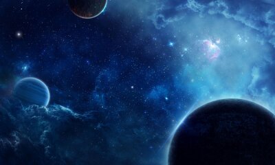 Weltraum Planeten von kaltem Licht beleuchtet