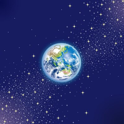 Poster Weltraum und Erde Grafik mit Sternen
