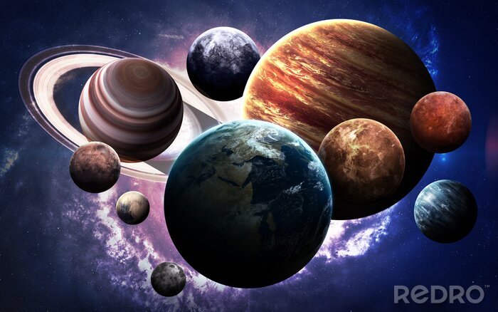 Poster Weltraum und zum Sonnensystem gehörende Planeten