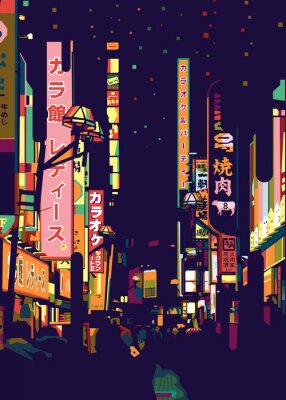 Poster Werbetafeln auf den Straßen von Tokio