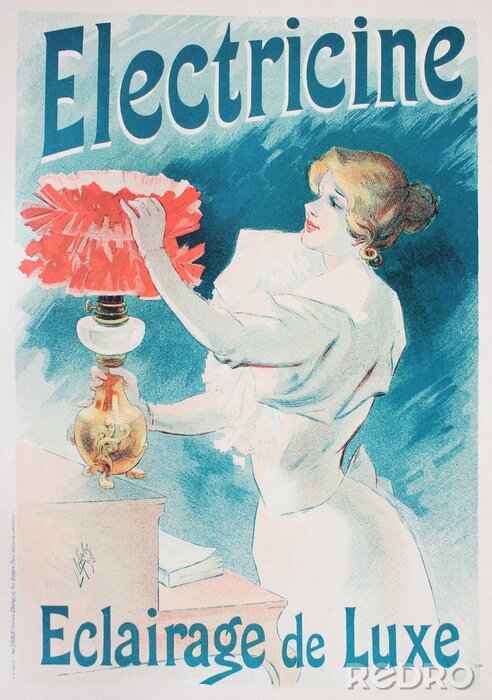 Poster Werbung einer Lampe im Vintage-Stil