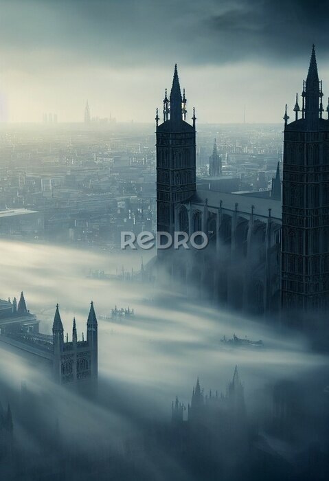 Poster Westminster im Nebel