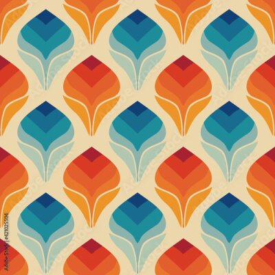 Poster Wiederholbares Retro-Muster in Farben