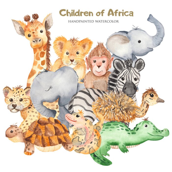 Poster Wilde Tiere Märchenaquarell