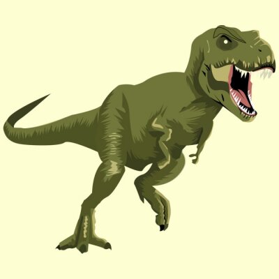 Poster Wilder grüner Tyrannosaurier auf der Flucht