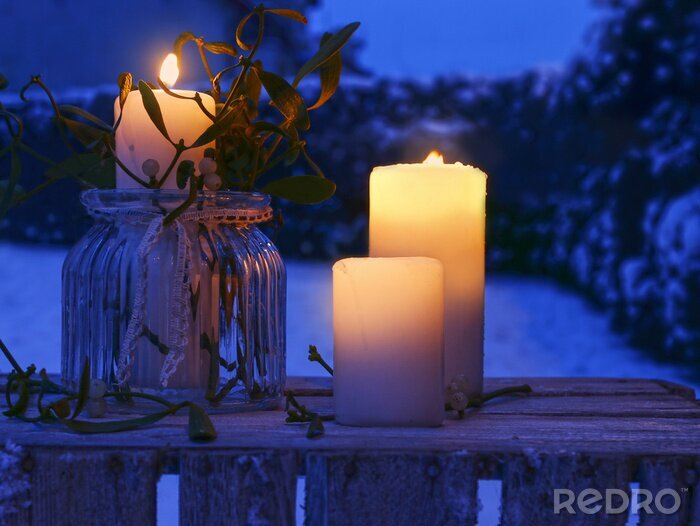 Poster Winterdekoration mit Kerzen