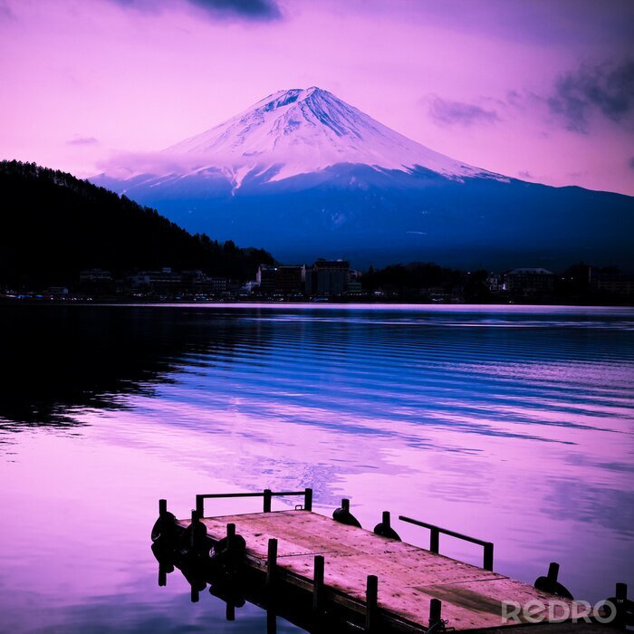 Poster Winterlandschaft des Fuji Berges