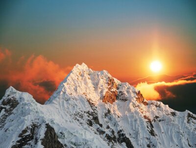 Poster Winterlandschaft mit Berggipfeln