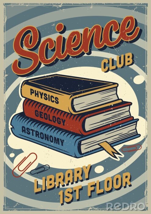 Poster Wissenschaftliche Bücher auf alter Illustration