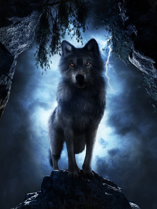 Poster Wolf im hellen Schein