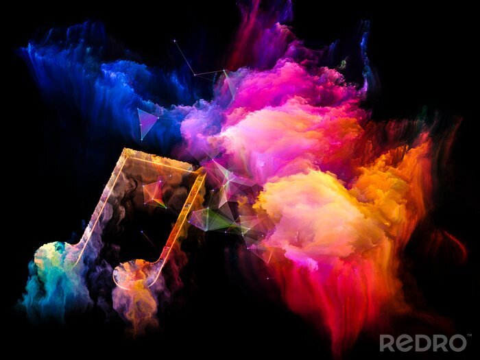 Poster Wolken Noten und Sternenkonstellationen Grafik