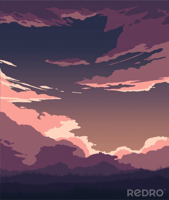 Poster Wolken vom Sonnenuntergang beleuchtet