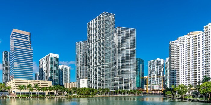 Poster Wolkenkratzer inmitten von Palmen