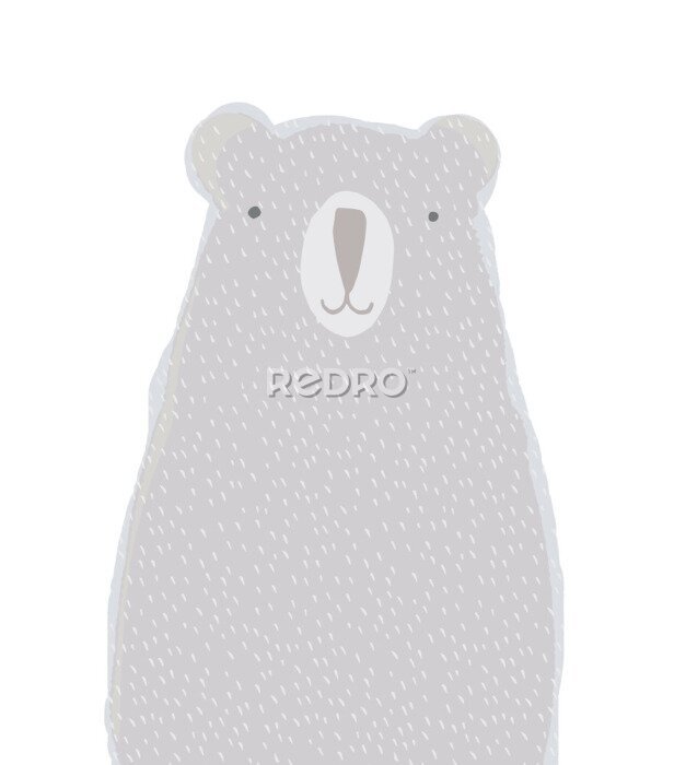 Poster Woodland.Watercolor Style Vector Art with Hand Drawn Polar Bear Isolated on a White Background. Cute Big Bear Illustration Ideal for Card, Wall Art, Invitation, Poster, Label, Safari Party Decoration.