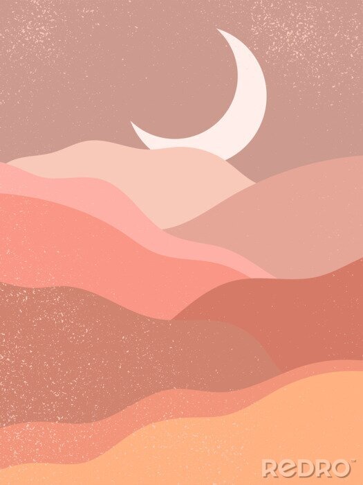 Poster Wüste mit dem Mond