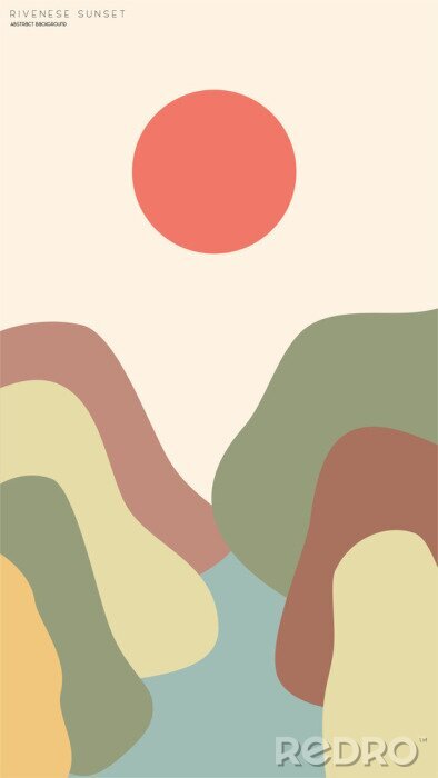 Poster Wüstenlandschaft in der geometrischen Illustration