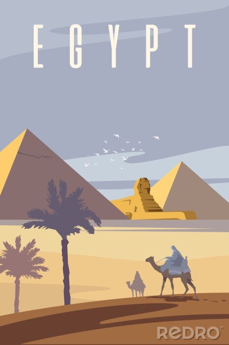 Poster Wüstenlandschaft mit ägyptischen Pyramiden