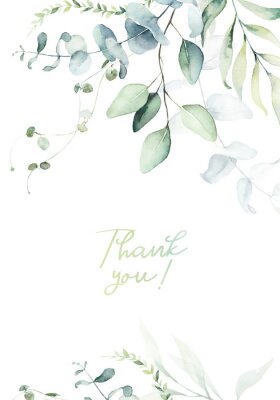 Poster Die Inschrift „Danke“ auf einem Blätterhintergrund.