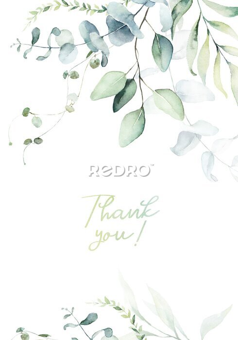 Poster Die Inschrift „Danke“ auf einem Blätterhintergrund.