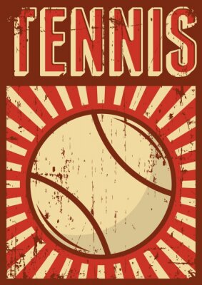 Poster Eine Grafik mit einem Tennisball und dem Wort „Tennis“ im Retro-Stil