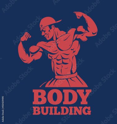 Poster Grafik eines Bodybuilders mit dem Schriftzug „Bodybuilding“