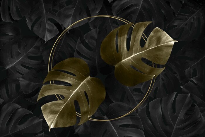 Poster XXL Blätter auf dunklem Hintergrund