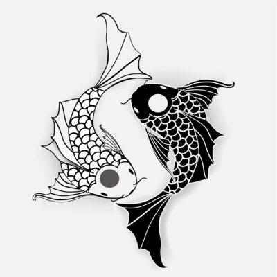 Poster Yin-Yang-Symbol des Koi Karpfens