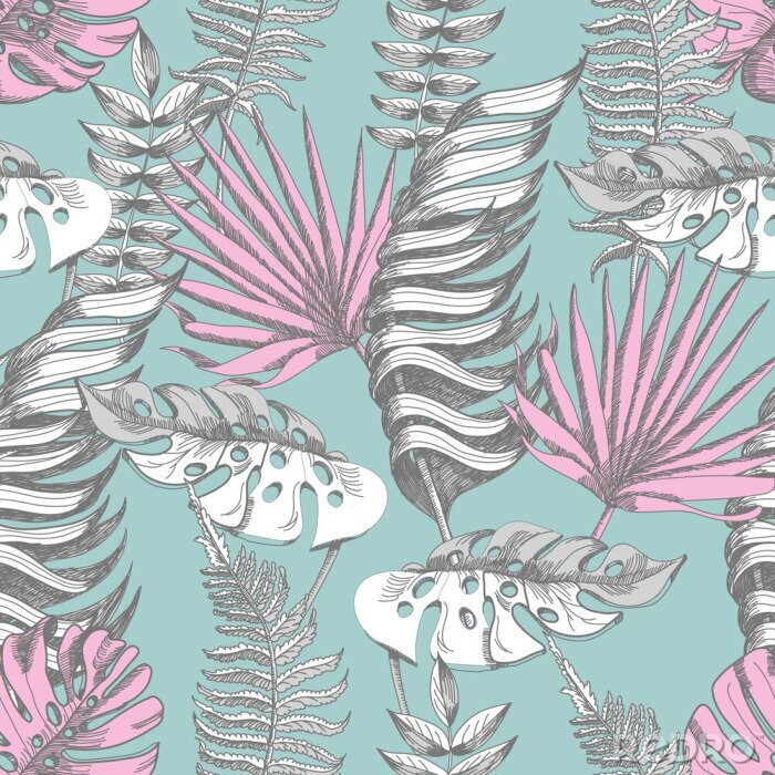 Poster Zarte tropische Blattpflanzen