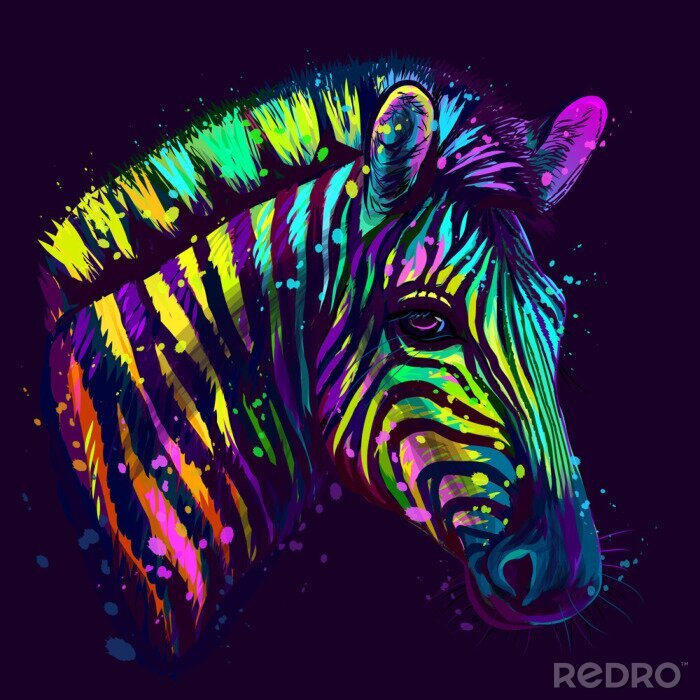 Poster Zebra Buntes Neon