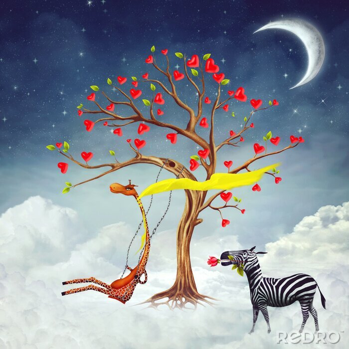 Poster Zebra in surrealistischer Illustration