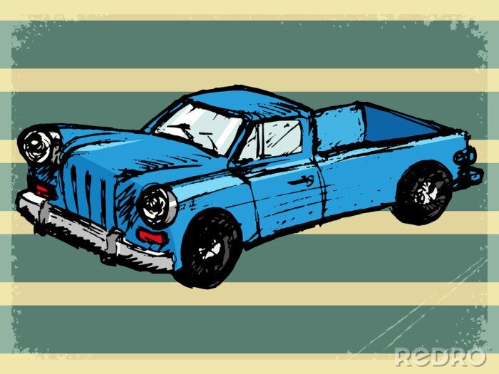Poster Zeichenauto Vintage