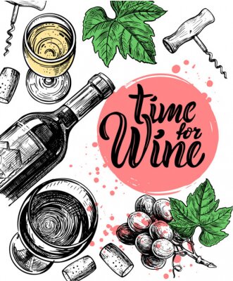 Poster Zeit für Weintypografie